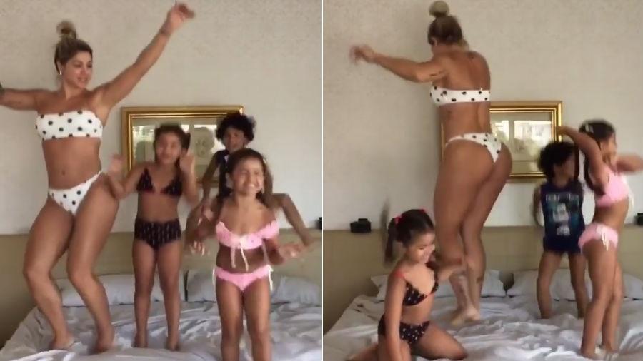 Dani Souza faz farra com os filhos na cama  - Reprodução/Instagram