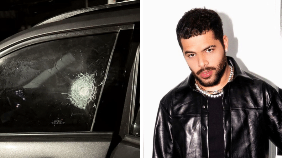 Pedro Sampaio mostrou a marca de tiro na janela de seu carro - Reprodução/Instagram