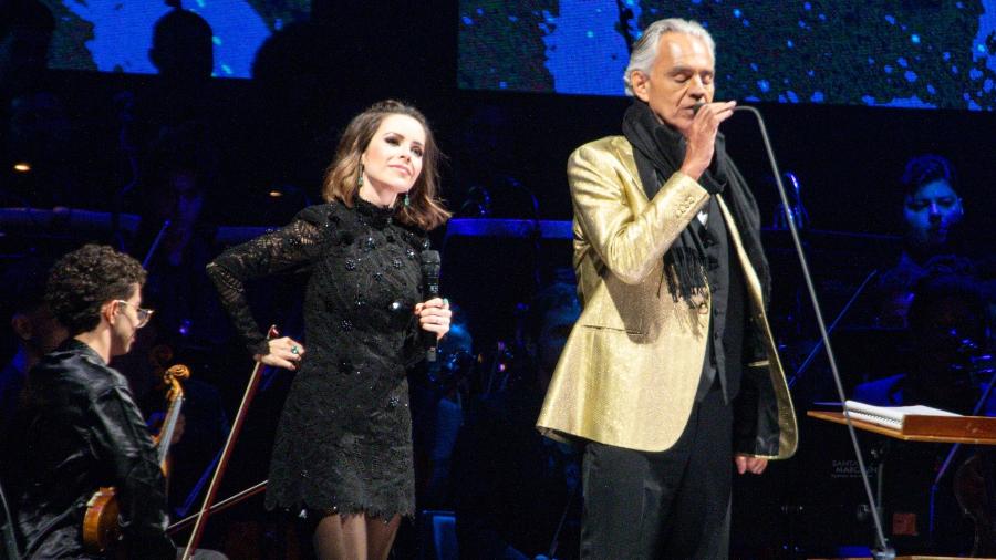 Sandy se apresenta com Andrea Bocelli no Allianz Parque, em São Paulo, na noite de sábado (25) - Van Campos/Agnews