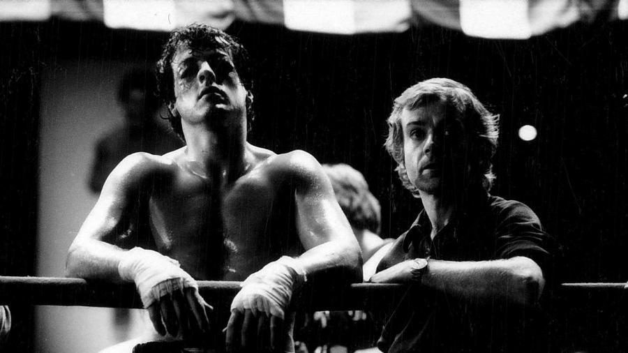 Sylvester Stallone e John G. Avildsen durante gravação de "Rocky" - Reprodução