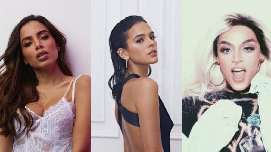 Anitta, Bruna Marquezine e Pabllo Vittar estão na lista de uma revista que elege todo ano a mulher mais sexy do Brasil  - Reprodução/Montagem UOL