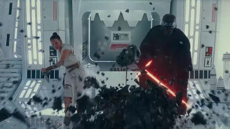 Rey e Kylo no trailer de Star Wars - A Ascensão Skywalker - Reprodução/YouTube - Reprodução/YouTube