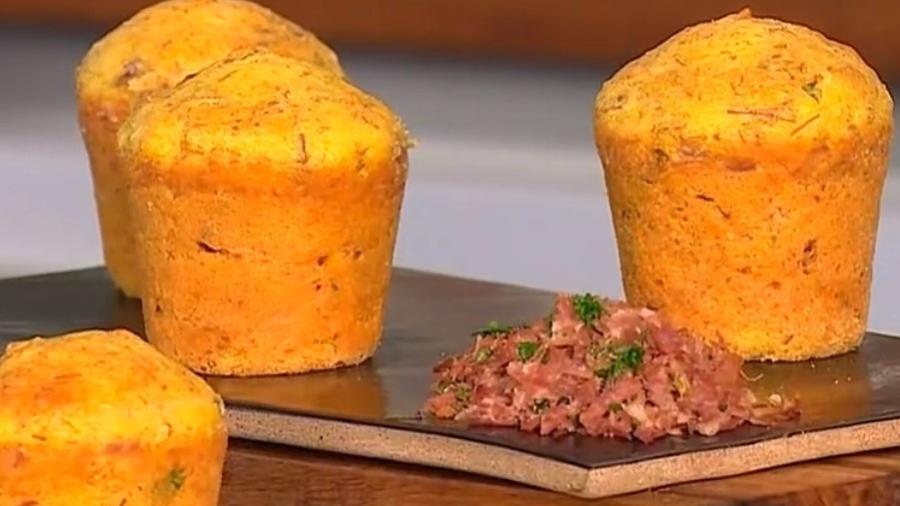 Petit gâteau de carne seca com requeijão feito por Ana Maria Braga - Reprodução/TV Globo