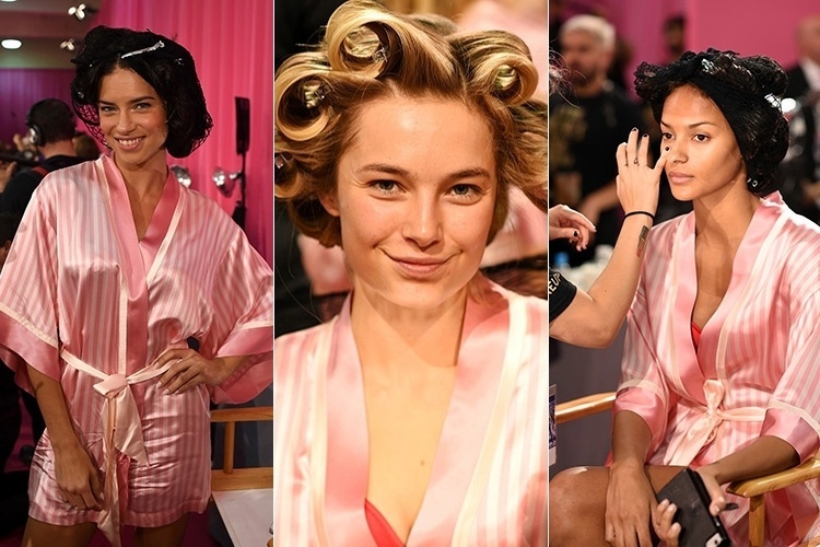 Angels do Victoria's Secret Fashion Show 2015 com rolos no cabelo - Getty Images