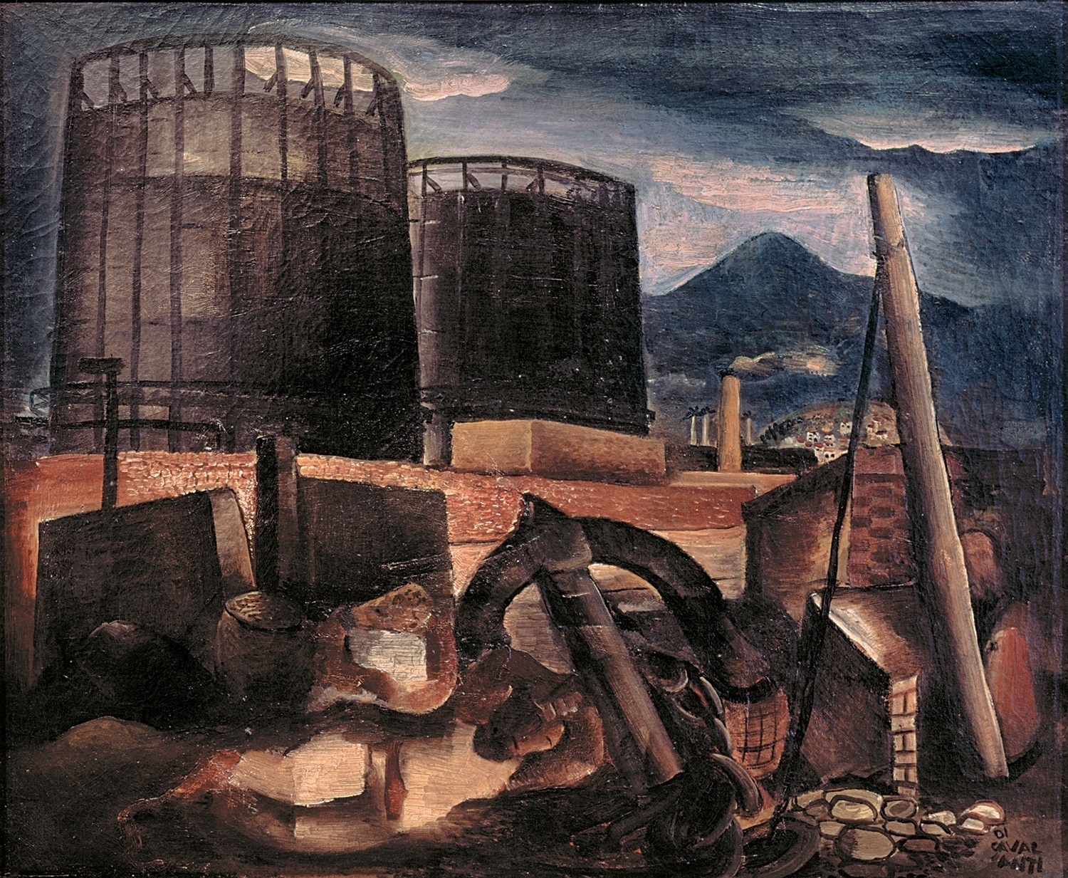 Gasômetro, 1929, óleo sobre tela, 56 x 66 cm. A exposição "Di Cavalcanti - Conquistador de Lirismos" tem inauguração dia 17 de março, na Galeria Almeida e Dale (rua Caconde, 152 - Jardim Paulista), onde fica até 28 de maio de 2016. Visitação: De segunda a sexta, das 10h às 18h; sábados das 10h às 14h Mais informações: (11) 3887-7130 / www.almeidaedale.com.br - Divulgação