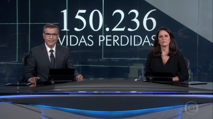 Hélter Duarte e Ana Luiza Guimarães no encerramento do "Jornal Nacional" de sábado (10) - Reprodução