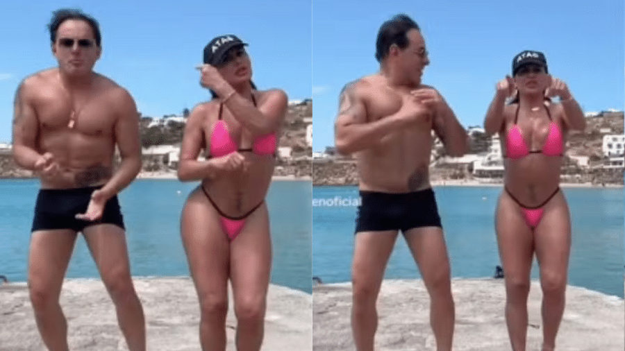 Gretchen posa de biquíni e dança com o marido em praia da Grécia - Instagram