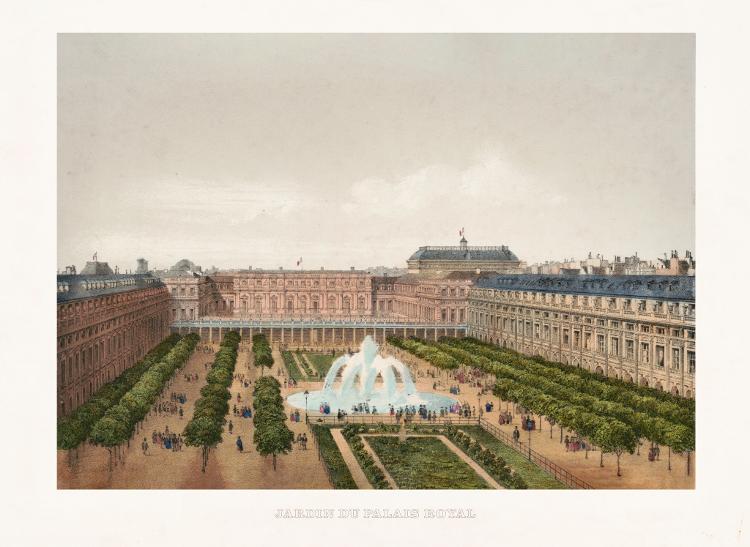 Ilustração do século 19 mostra o jardim do Palais Royal