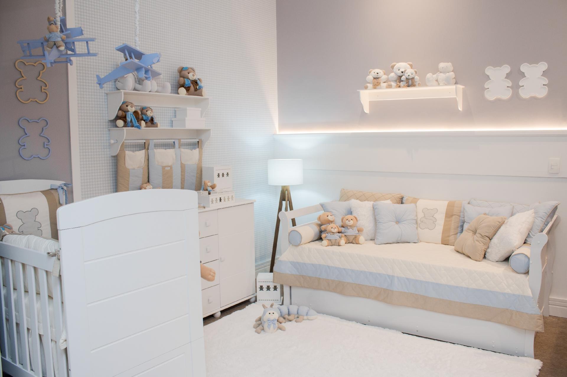 A atriz Bruna Hamú fez questão de acompanhar de perto toda a decoração do quarto do seu primeiro filho. Júlio nasceu no domingo 30 de abril. O espaço foi projetado pela designer Andrea Bento  - Divulgação/Diogo Rodrigues-Posto 10 Estúdio