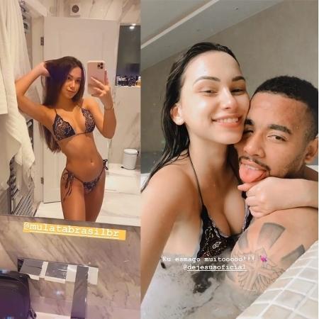 Namorada de Gabriel Jesus posta imagens de biquíni na jacuzzi e com jogador - Reprodução/Instagram