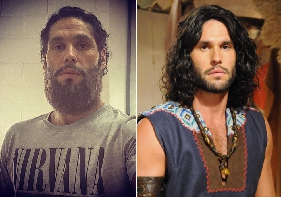 Dudu Azevedo publicou uma foto em seu perfil no Instagram com parte da caracterização de seu personagem, Zur, após a passagem de tempo de 38 anos em "Os Dez Mandamentos". Na reta final da novela bíblica da Record, ele aparecerá com barba grande e grisalha. "Quase 75", escreveu na rede social - Montagem/UOL