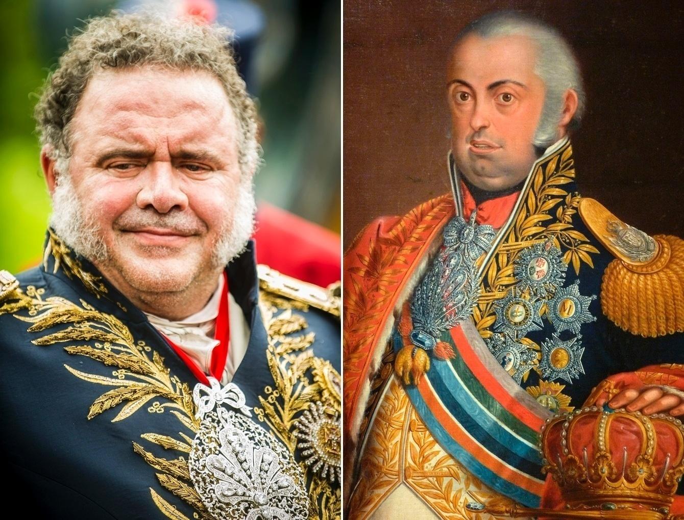 Dom João (Léo Jaime), em "Novo Mundo" - Montagem UOL/divulgação