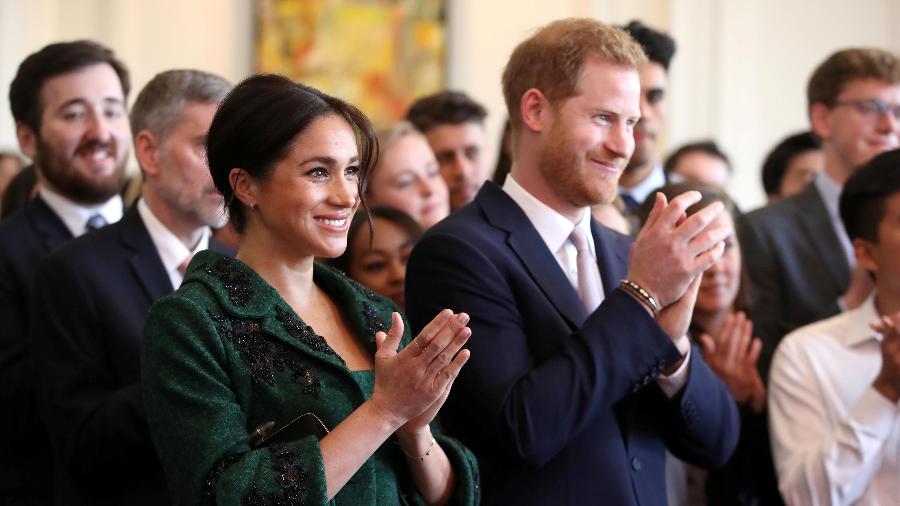 Meghan Markle e o príncipe Harry em evento da juventude no Commonwealth Day - Reuters