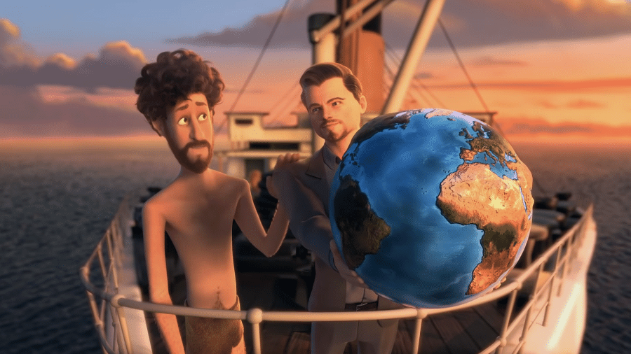 Cena do clipe "Earth", com Leonardo DiCaprio como animação - Reprodução/Youtube