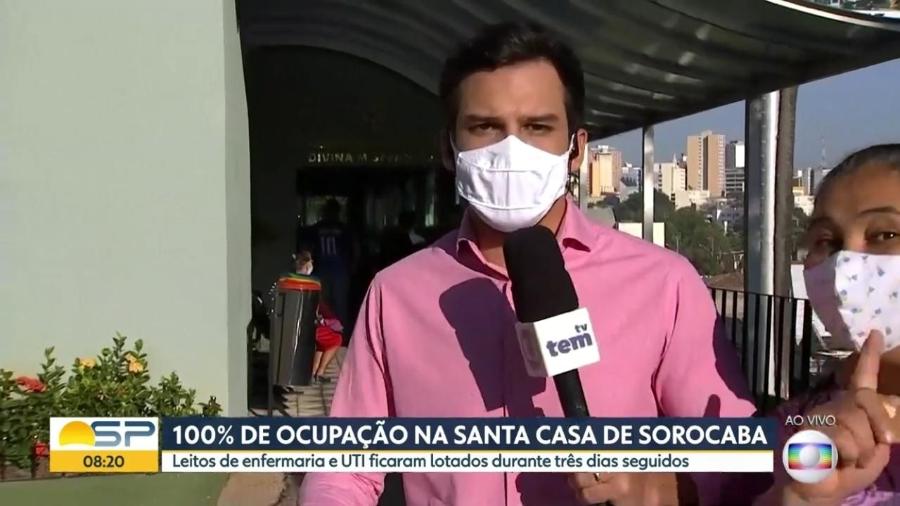 Mulher invade link no Bom Dia São Paulo - Reprodução/Globo