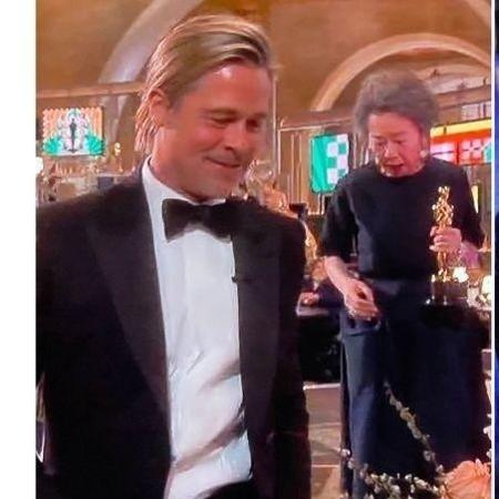 Brad Pitt chama atenção por visual no Oscar 2021 - Reprodução/Twitter