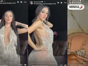 Grávida, Bia Miranda usa vestido com transparência e exibe tatuagem íntima