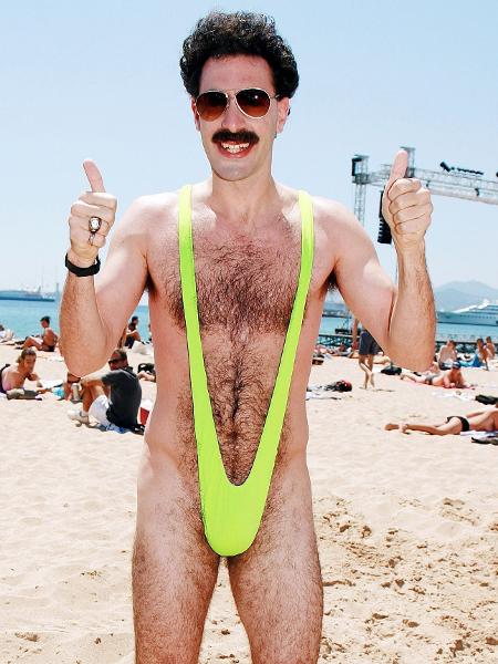 O personagem Borat com sua famosa sunga verde - Reprodução