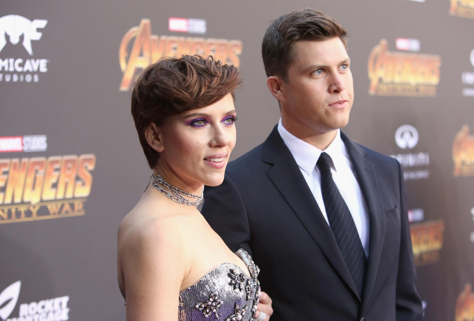 Scarlett Johansson e Colin Jost comparecem ao lançamento de "Vingadores: Guerra Infinita", em Los Angeles - Jesse Grant/Getty Images