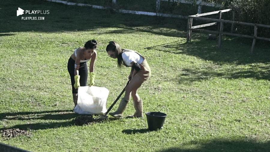 A Fazenda 2020: Mirella ajuda Stéfani Bays a cuidar do cavalo, e elas conversam sobre roça - Reprodução/RecordTV