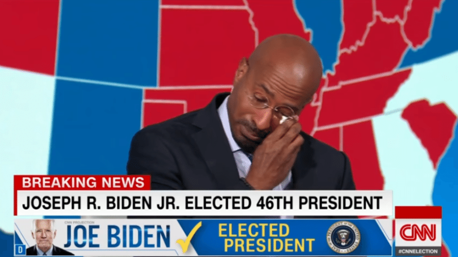 Van Jones, comentarista da CNN, chora após Biden vencer a eleição nos EUA - Reprodução/YouTube/CNN