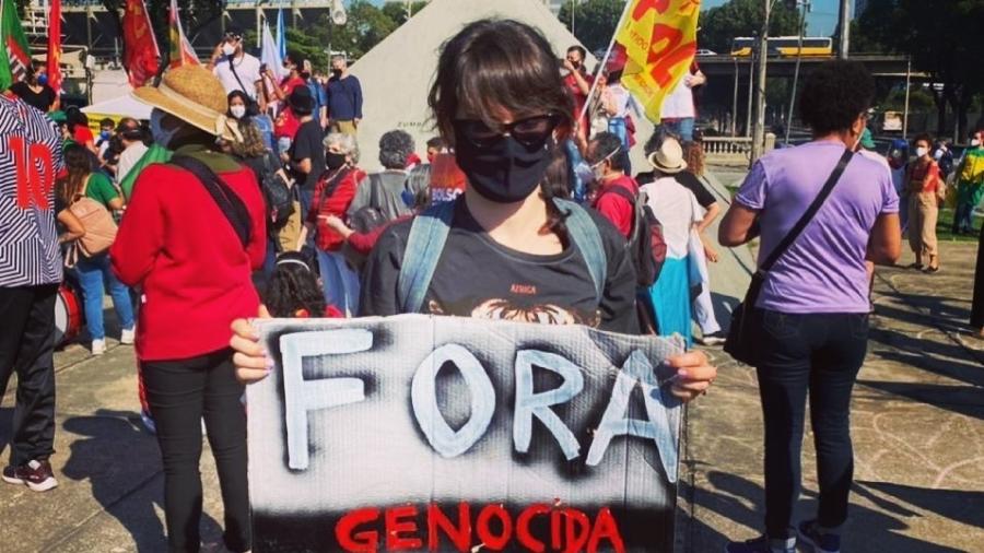 A atriz Bianca Bin participou dos protestos contra Bolsonaro no Rio de Janeiro - Reprodução/Instagram