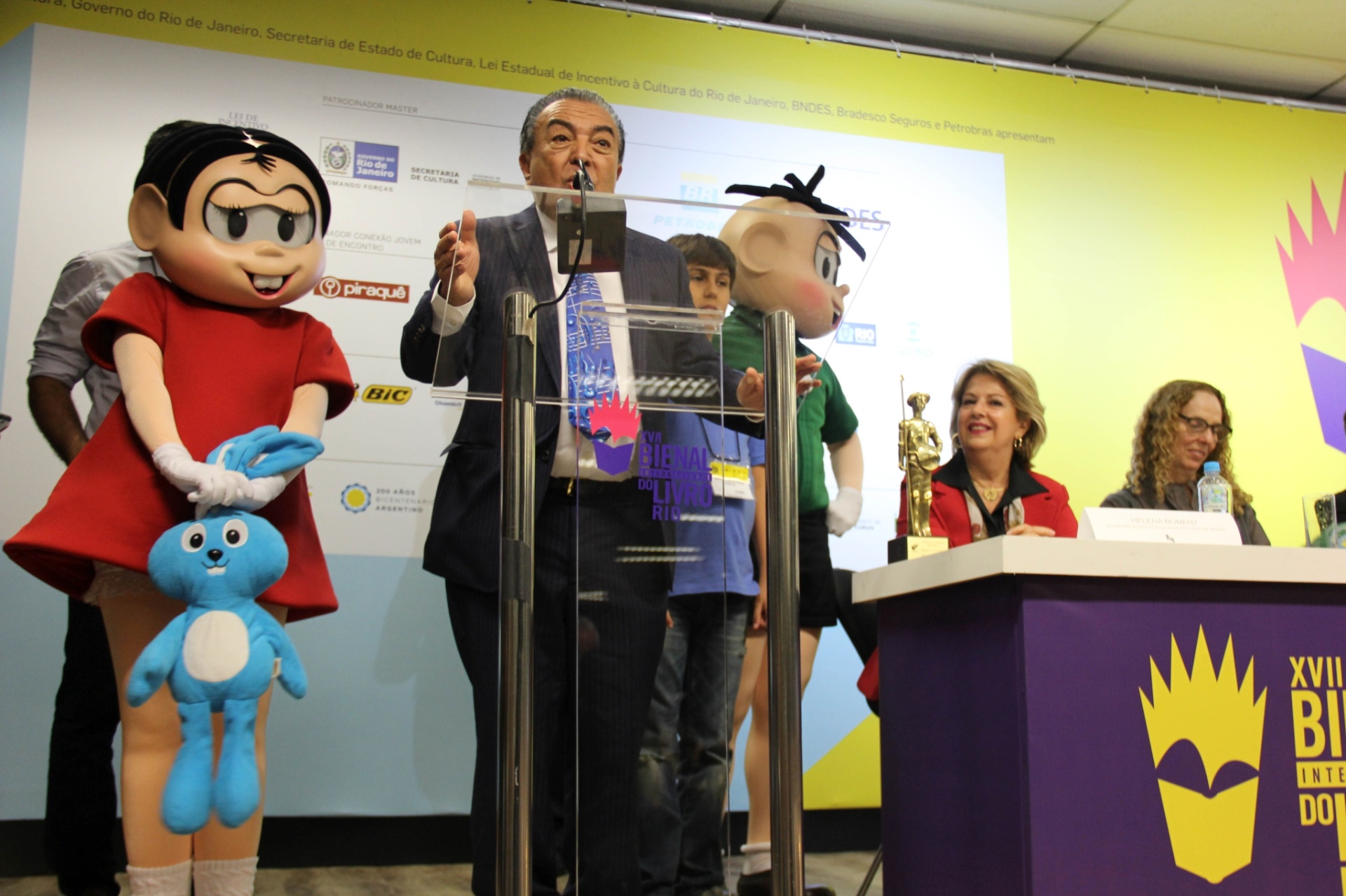 3.set.2015 - O cartunista Mauricio de Sousa participa da abertura da Bienal do Livro do Rio, que acontece entre 3 e 13 de setembro, no Riocentro - Estadão Conteúdo