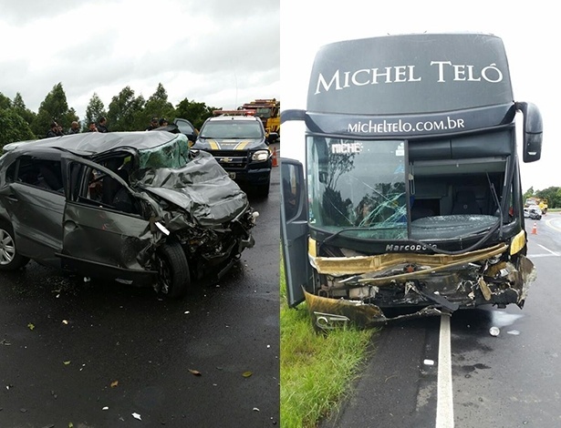 Ônibus de Michel Teló se chocou contra carro na BR-376 - Reprodução/Facebook/PRFParaná