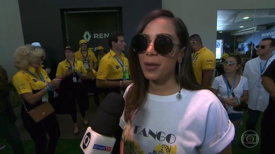 Anitta fala da amizade que tem com Hamilton em entrevista exibida pelo "Esporte Espetacular" - Reprodução/Globo
