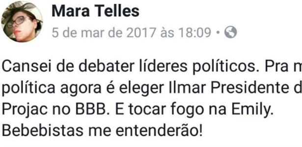 Confirmada no "BBB", Mara já criticou Tiago Leifert e Emilly na web - Reprodução/Facebook - Reprodução/Facebook