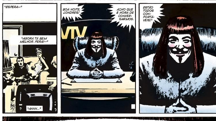 Página interna de V de Vingança - Divulgação/Panini Comics - Divulgação/Panini Comics