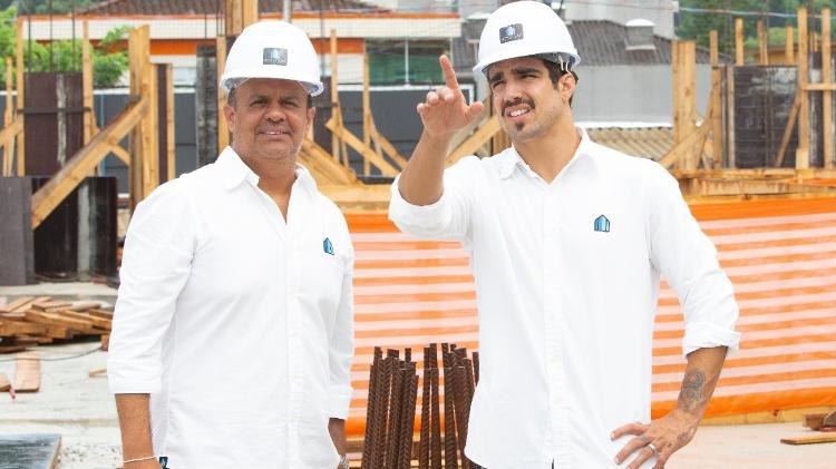 Rodrigo Pacheco e Caio Castro na obra - Divulgação/ Sal Ricardo