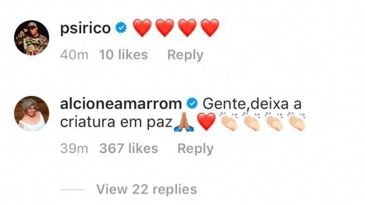 Comentário de Alcione em post de Paula Lavigne sobre Caetano - Reprodução/Instagram - Reprodução/Instagram
