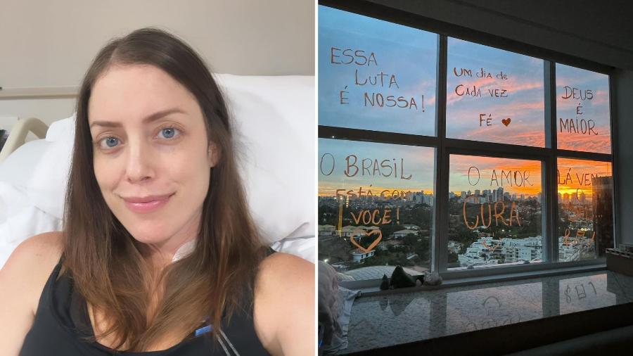Fabiana Justus mostra homenagem em janela de quarto de hospital