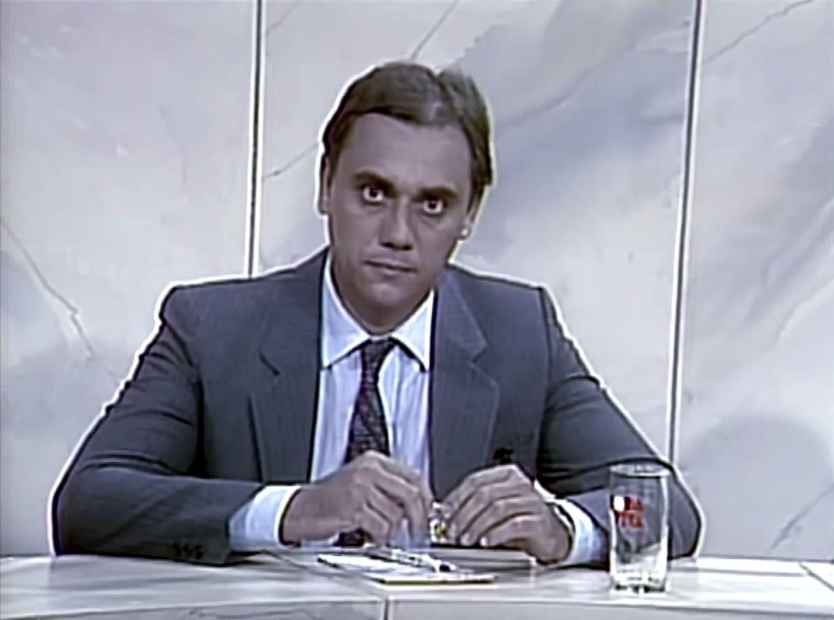 Marcelo Rezende no "Roda Viva", programa da Cultura, em 1986 - Reprodução/TV Cultura