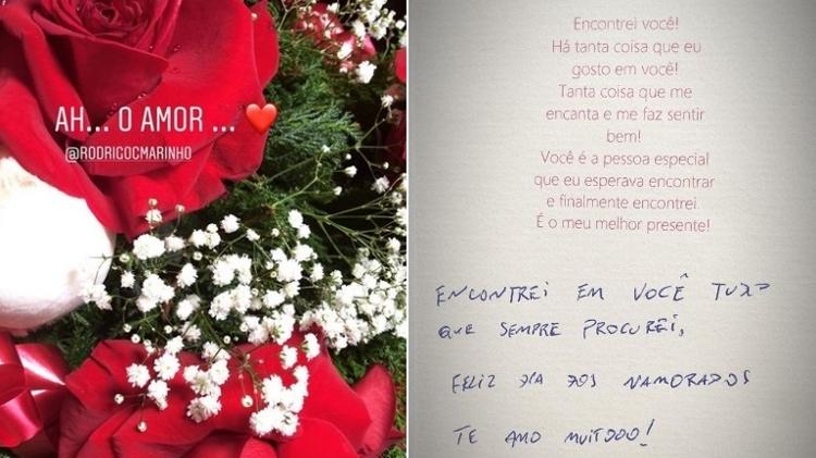 Bailarina do "Domingão do Faustão", Fernanda Batista ganha flores e declaração de amor do namorado, o jogador Rodriguinho - Reprodução/Instagram/fernandagbatista - Reprodução/Instagram/fernandagbatista