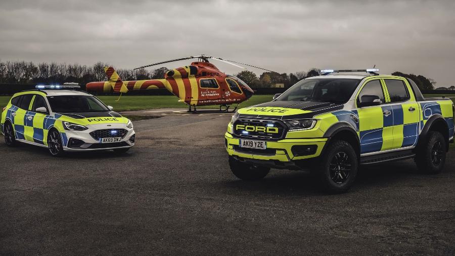Ford Ranger Raptor e Ford Focus ST da polícia do Reino Unido - Divulgação