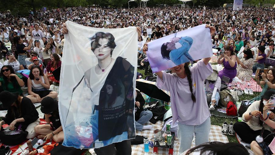 Comemoração dos 10 anos de BTS em Seul reuniu 400 mil fãs, segundo autoridades - Chung Sung-Jun/Getty Images