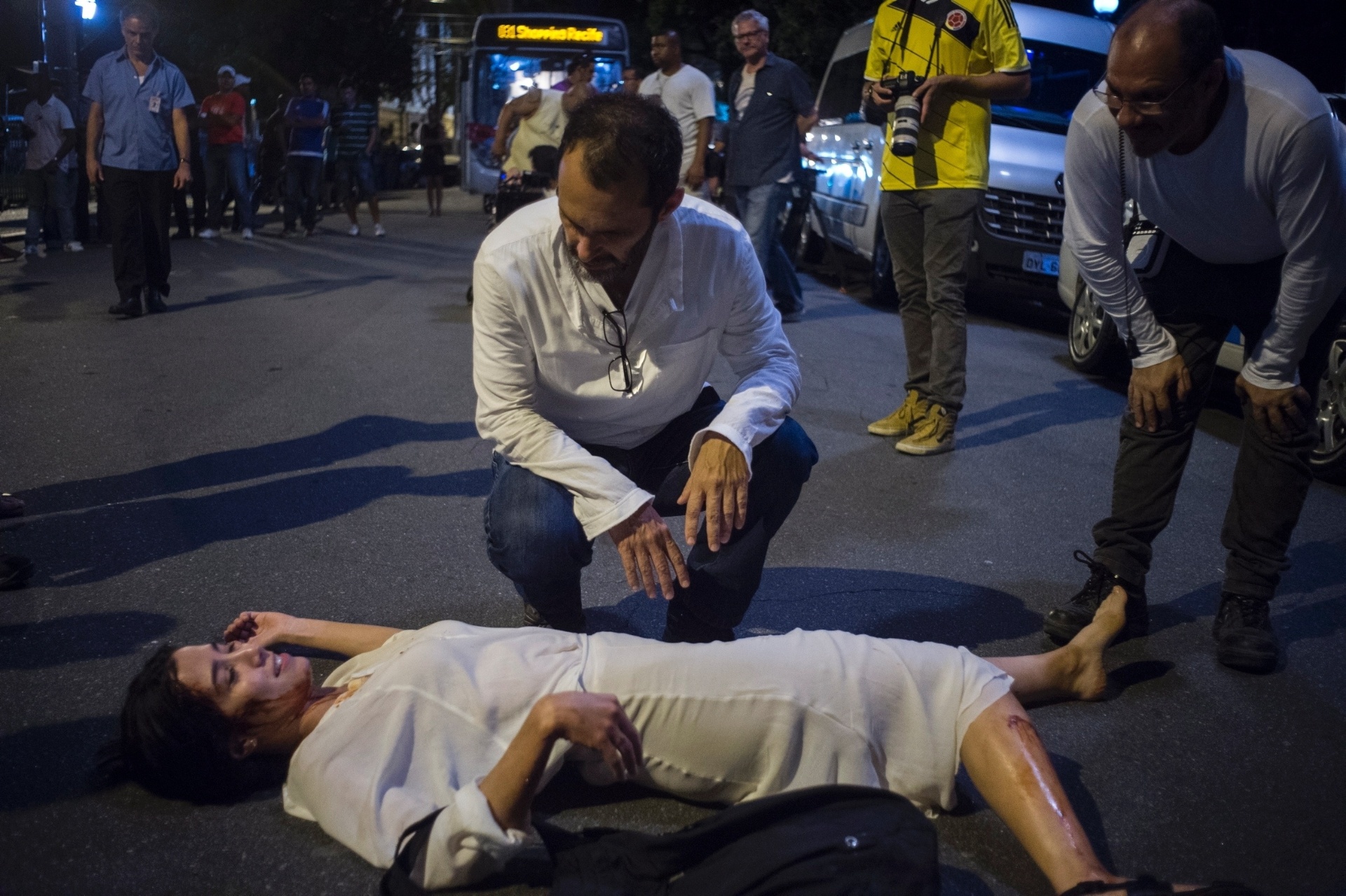 José Luiz Villamarim dirige Marjorie Estiano em cena de atropelamento de "Justiça" - Estevam Avellar/Globo