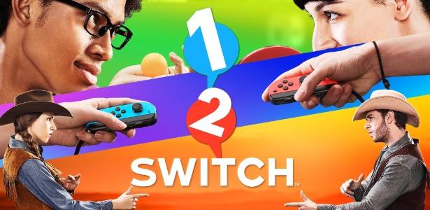 Graças ao controle diferenciado, casal conseguiu se divertir com o jogo "1-2 Switch" - Reprodução