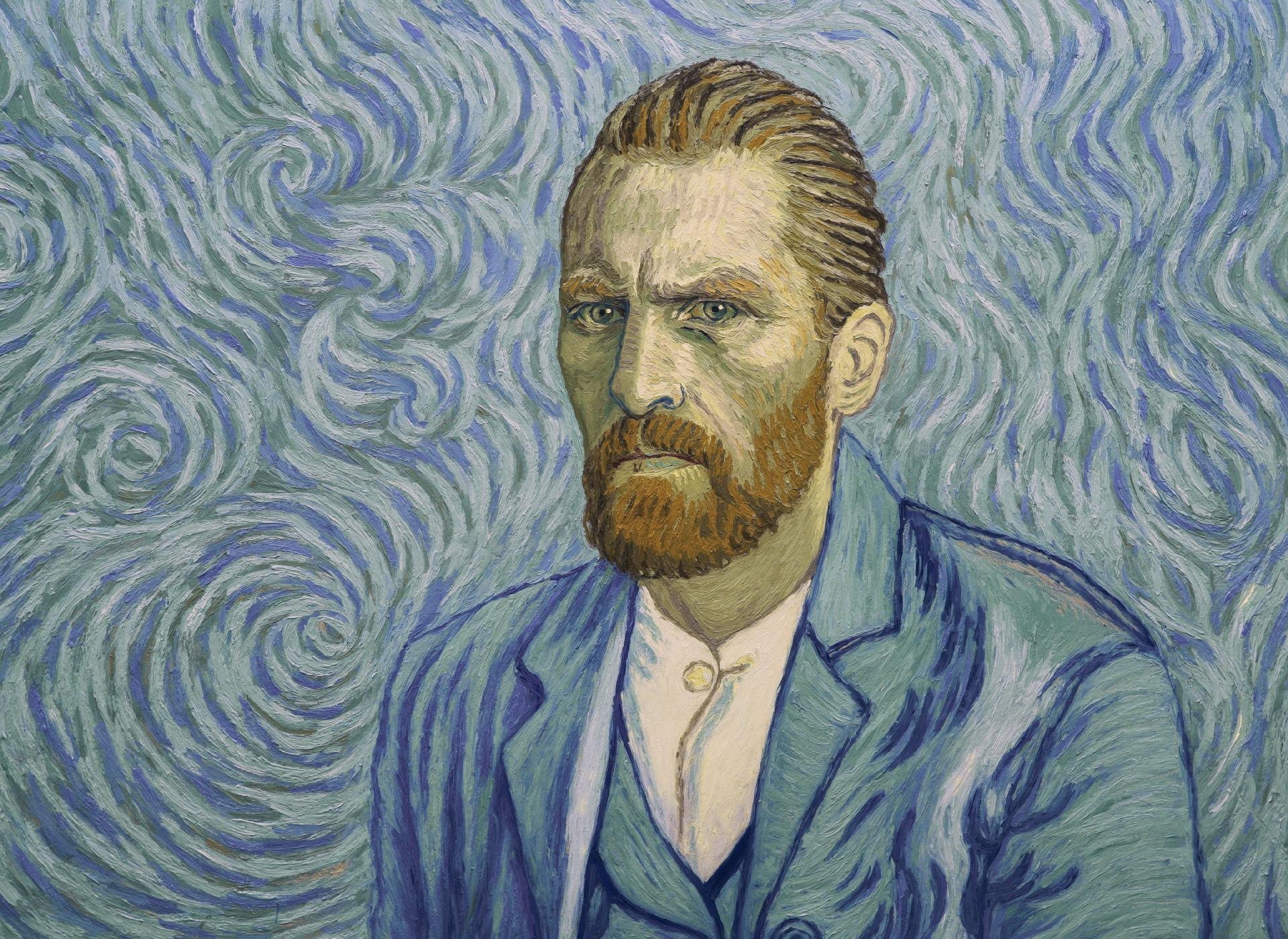 Pintura baseada nos famosos autorretratos de Van Gogh retrata o ator Robert Gulaczyk, que interpreta o pintor holandês na animação "Com Amor, Vincent" - Divulgação