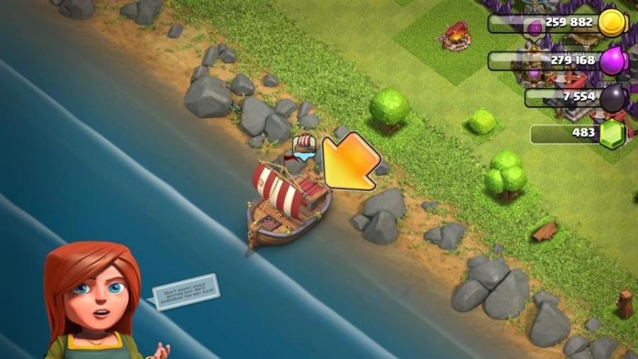 Antes quebrado, barco às margens da vila de "Clash of Clans" passa a ter utilidade após atualização - Reprodução