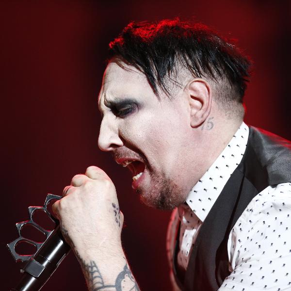 O cantor Marilyn Manson em show em São Paulo, em 2017