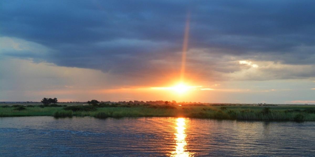 O Parque Nacional Chobe tem diversas paisagens, como florestas, pântanos e áreas de inundação. Nele, é possível avistar manadas de búfalos e elefantes.  - Organização de Turismo de Botswana
