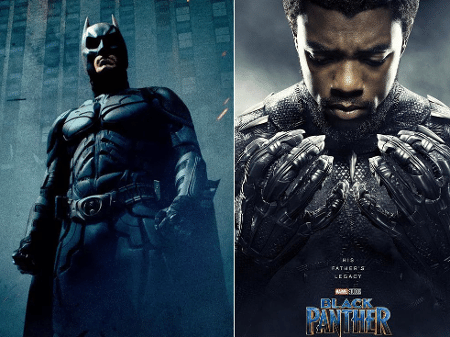 Pôster de "Batman: O Cavaleiro das Trevas" (2008) e de "Pantera Negra" (2018) - Reprodução/Montagem