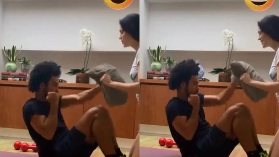 Sophia Abrahão ajuda Sergio Malheiros em treino - Reprodução/Instagram