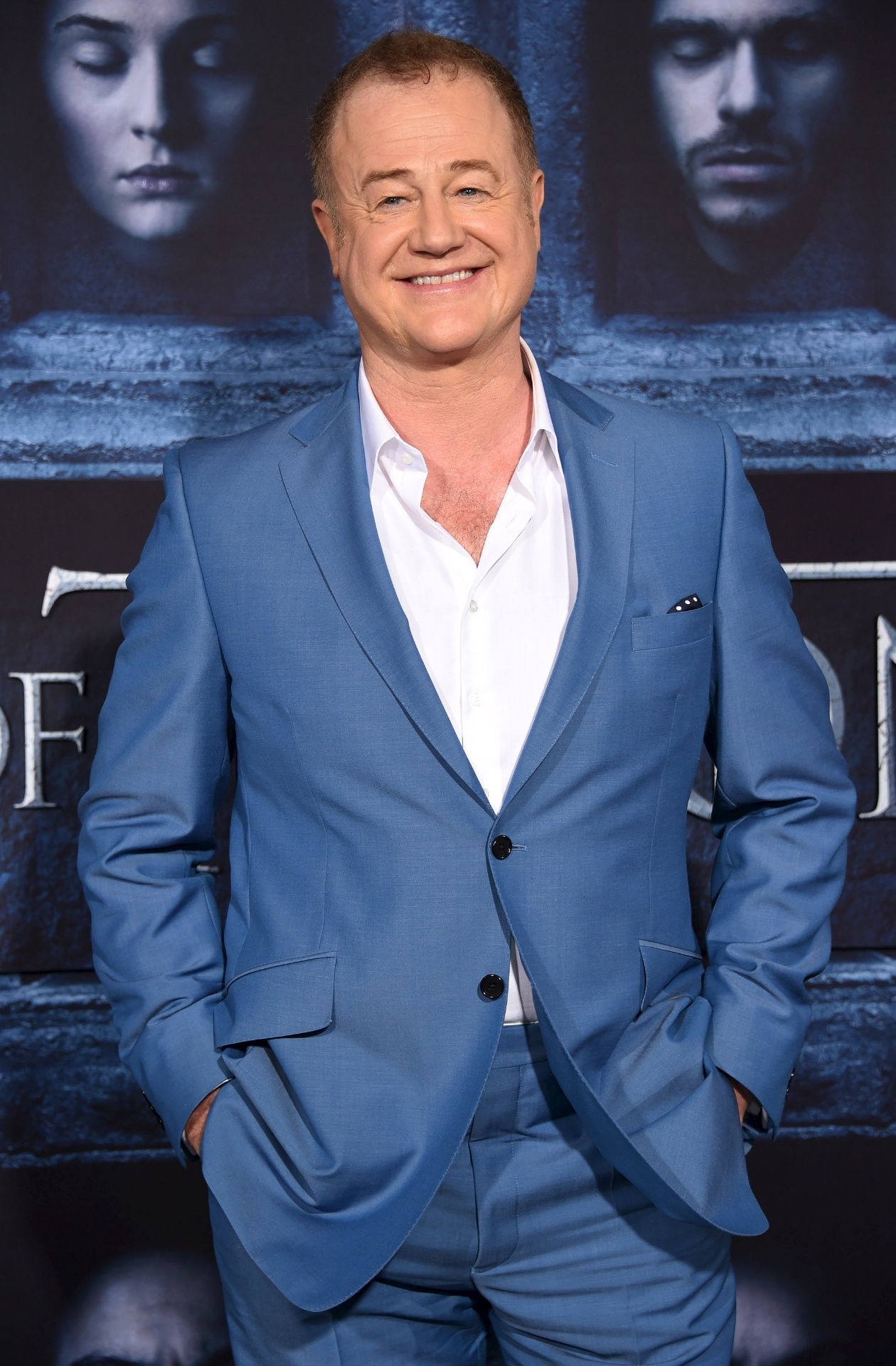 10.apr.2016 - Owen Teale marca presença na pré-estreia da sexta temporada de "Game of Thrones", em Los Angeles. O ator intepreta Alliser Thorne, da Patrulha da Noite - Reuters