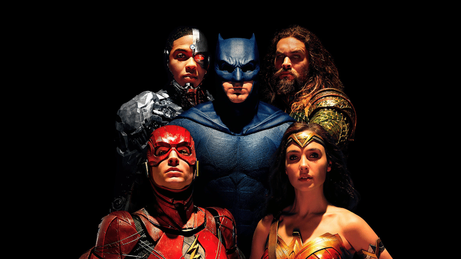 Cyborg, Batman, Aquaman, Flash e Mulher-Maravilha no cartaz de "Liga da Justiça" - Divulgação/reprodução