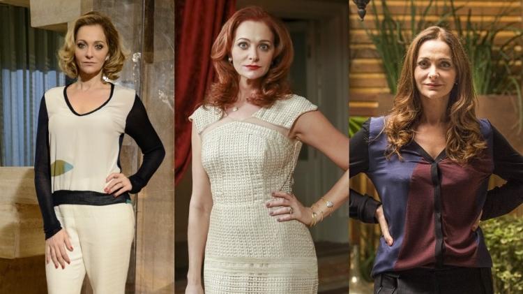 Alexandra Richter como Sônia em "Cheias de Charme", Dalila em "A Regra do Jogo" e Eva em "Rock Story"; atriz não saiu do ar nos últimos sete anos - Globo/Raphael Dias/Globo/Tata Barreto/Globo/Mauricio Fidalgo/Montagem UOL - Globo/Raphael Dias/Globo/Tata Barreto/Globo/Mauricio Fidalgo/Montagem UOL