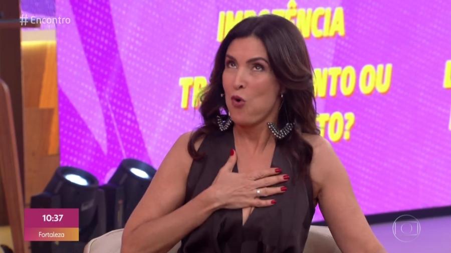 Fátima Bernardes respira aliviada no Encontro por convidadas apoiarem namoros com homens mais jovens - Reprodução/TV Globo
